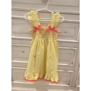 Yellow seersucker smocked dress 3T